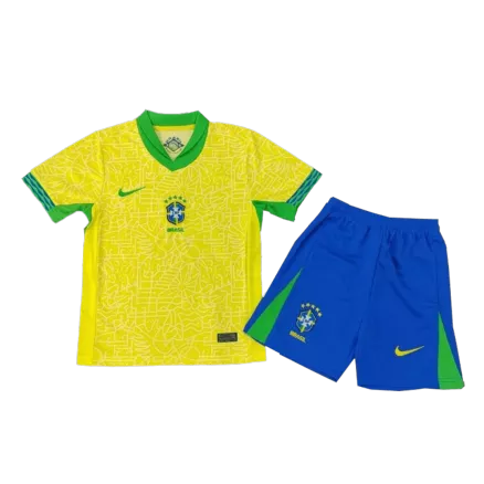 Kids Brazil Home Soccer Kits 2024 - bestsoccerstore