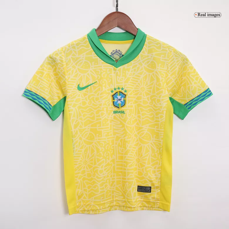 Kids Brazil Home Soccer Kits 2024 - bestsoccerstore
