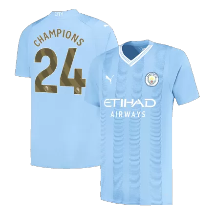 CHAMPIONS #24 Manchester City Home Soccer Jersey 2023/24 - bestsoccerstore