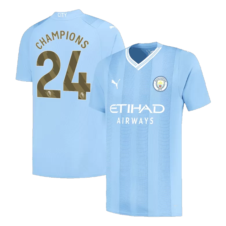 CHAMPIONS #24 Manchester City Home Soccer Jersey 2023/24 - bestsoccerstore