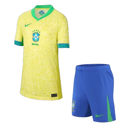 Kids Brazil Home Soccer Kits 2024 - bestsoccerstore