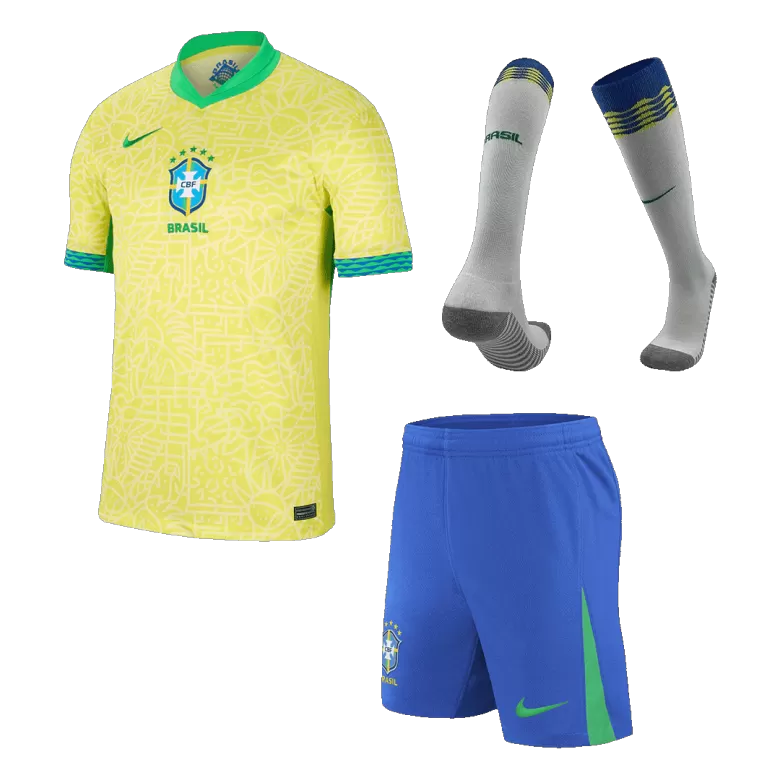 Brazil Home Custom Full Soccer Kit 2024 - bestsoccerstore