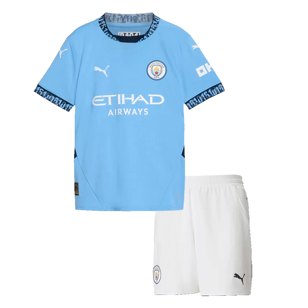Kids Manchester City Custom Home Soccer Kits 2024 25 Bestsoccerstore