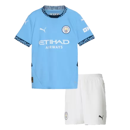 Kids Manchester City Custom Home Soccer Kits 2024/25 - bestsoccerstore