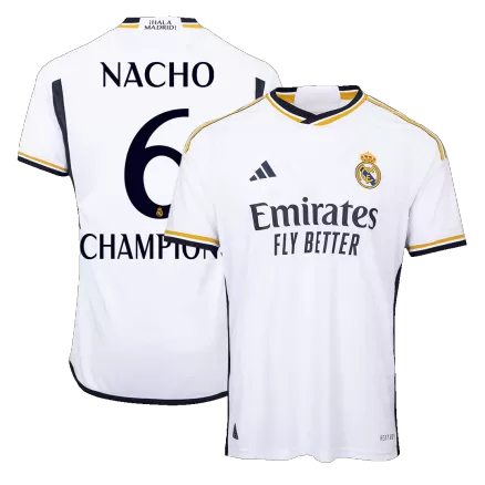 Authentic CHAMPIONS NACHO #6 Soccer Jersey Real Madrid Home Shirt 2023/24 - bestsoccerstore