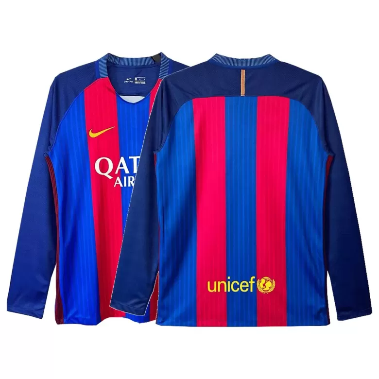 Barcelona Retro Jersey Home Long Sleeve Soccer Shirt 2016/17 - bestsoccerstore