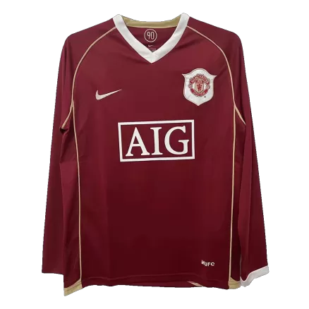 Manchester United Retro Jersey Home Long Sleeve Soccer Shirt 2006/07 - bestsoccerstore
