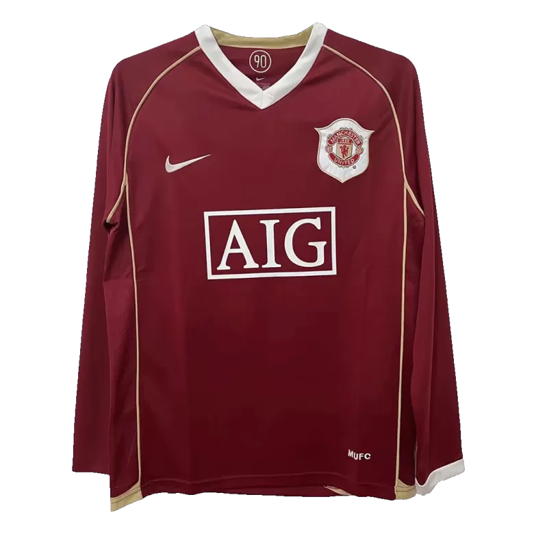 Manchester United Retro Jersey Home Long Sleeve Soccer Shirt 2006/07 - bestsoccerstore