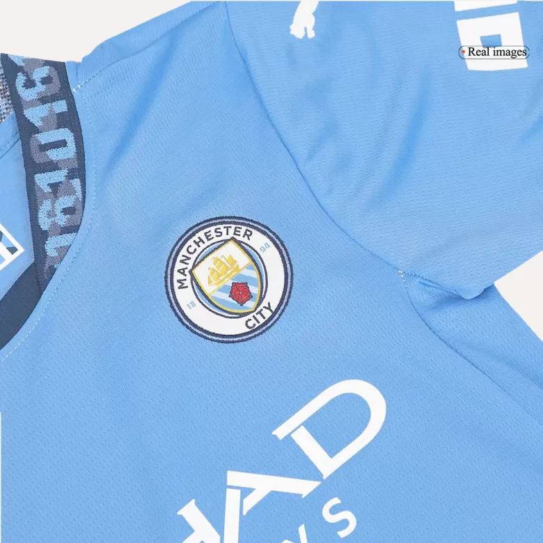 Kids Manchester City Custom Home Soccer Kits 2024/25 - bestsoccerstore