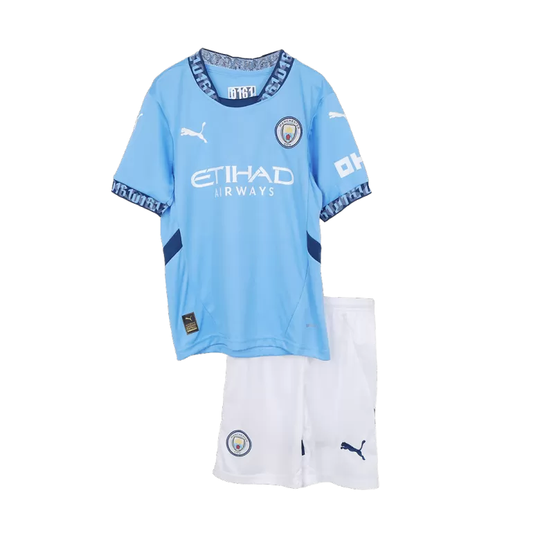 Kids Manchester City Custom Home Soccer Kits 2024/25 - bestsoccerstore