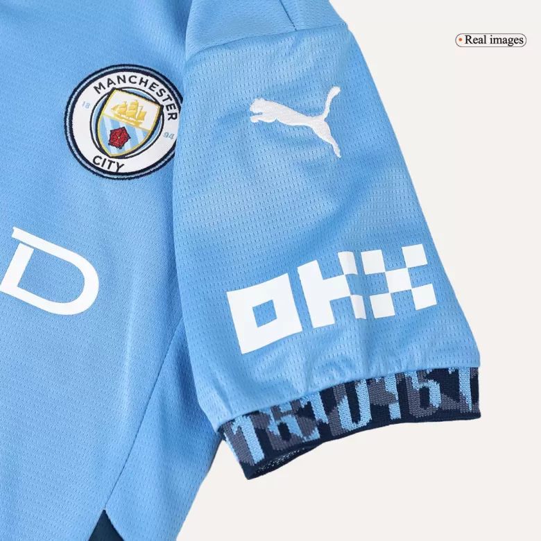 Kids Manchester City Custom Home Soccer Kits 2024/25 - bestsoccerstore