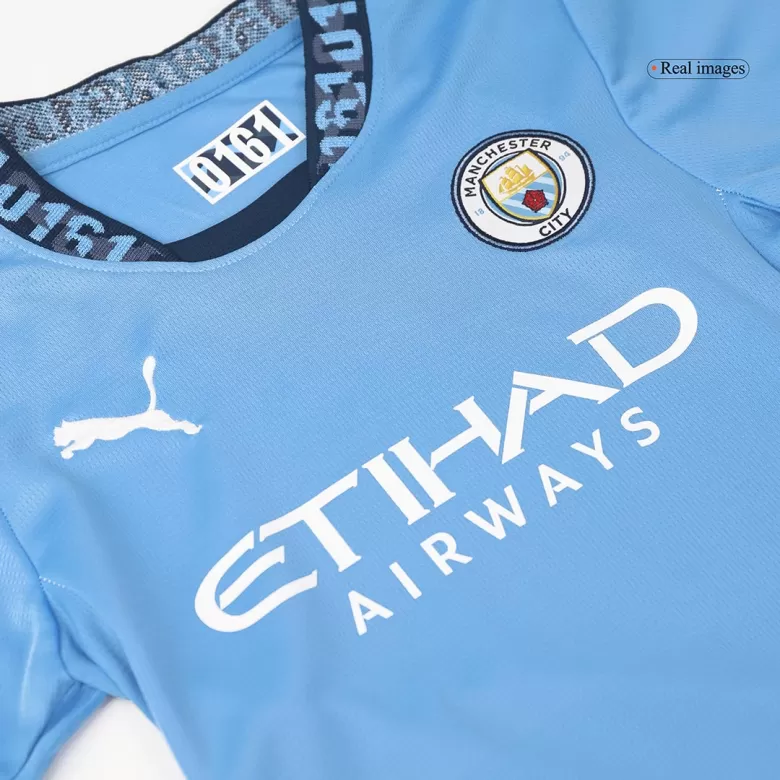 Kids Manchester City Custom Home Soccer Kits 2024/25 - bestsoccerstore