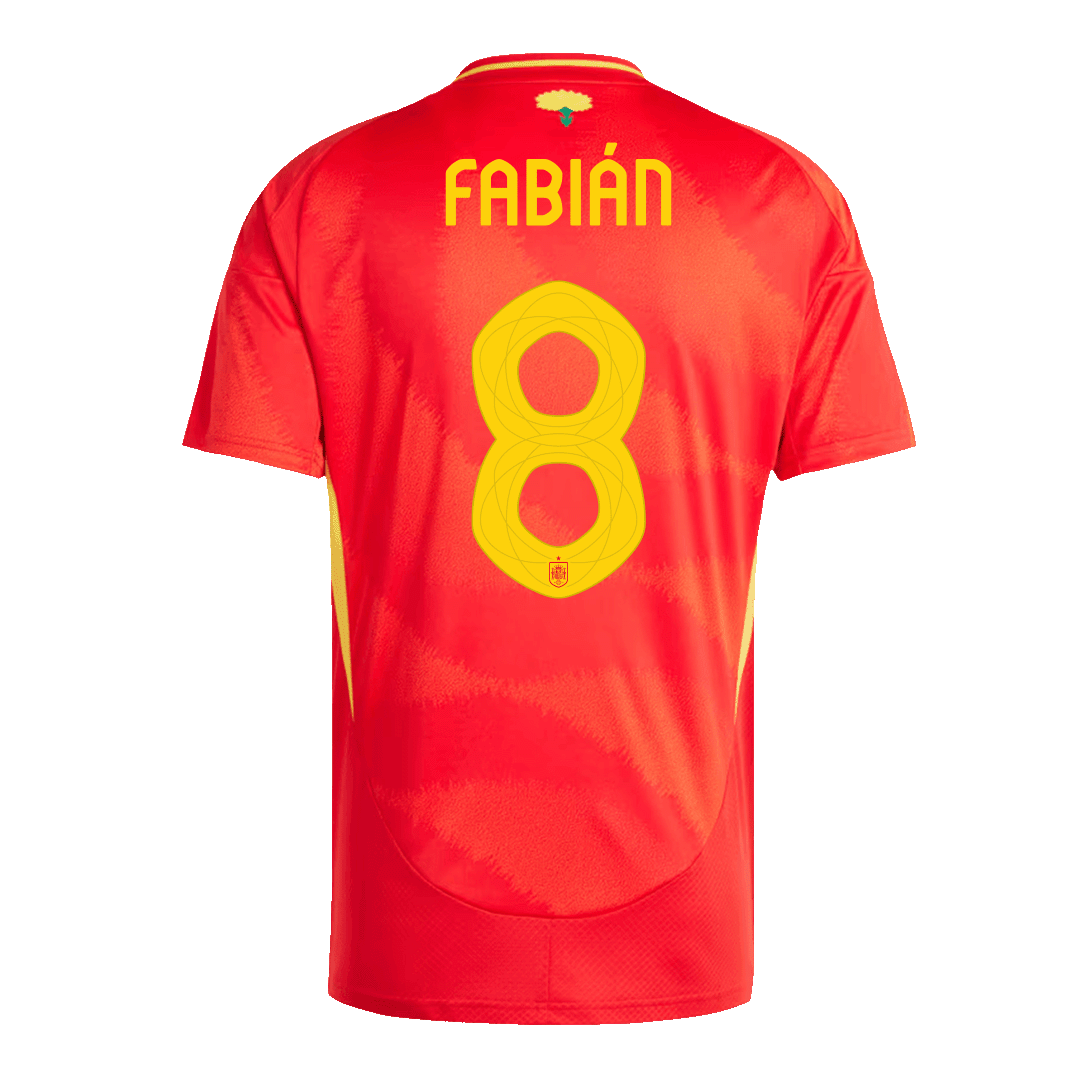 Spain Jersey Custom FABIÁN #8 Soccer Jersey Home - bestsoccerstore