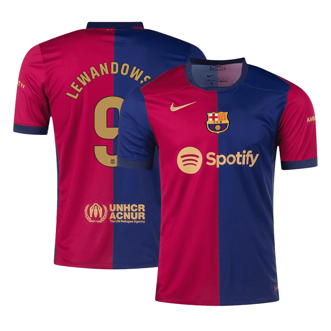 LEWANDOWSKI #9 Barcelona Soccer Jersey Home Custom Shirt - bestsoccerstore