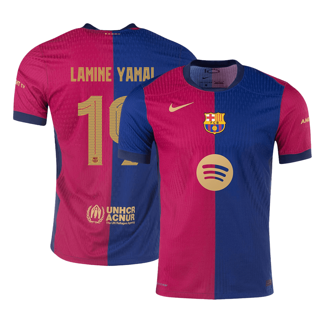 Barcelona LAMINE YAMAL #19 Home Custom Player Version Soccer Jersey - UCL Spotify Logo Without Text - bestsoccerstore