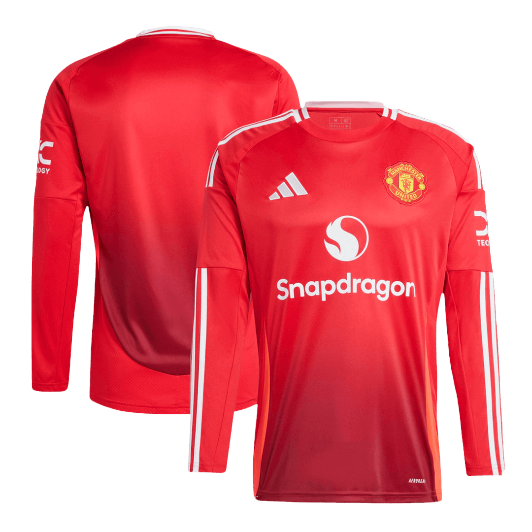 Manchester United Long Sleeve Jersey Home Football Shirt - bestsoccerstore