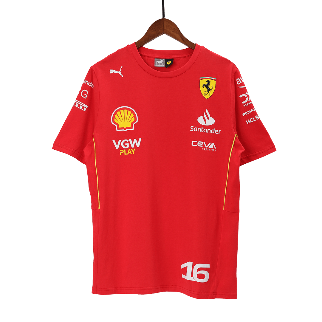 Ferrari F1 Racing Team Charles Leclerc #16 Red T-Shirt - bestsoccerstore