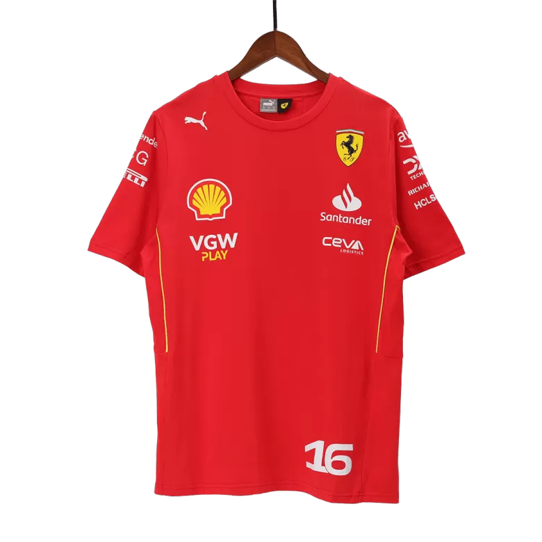 Ferrari F1 Racing Team Charles Leclerc #16 Red T-Shirt 2024 Plus Size(3XL-5XL) - bestsoccerstore