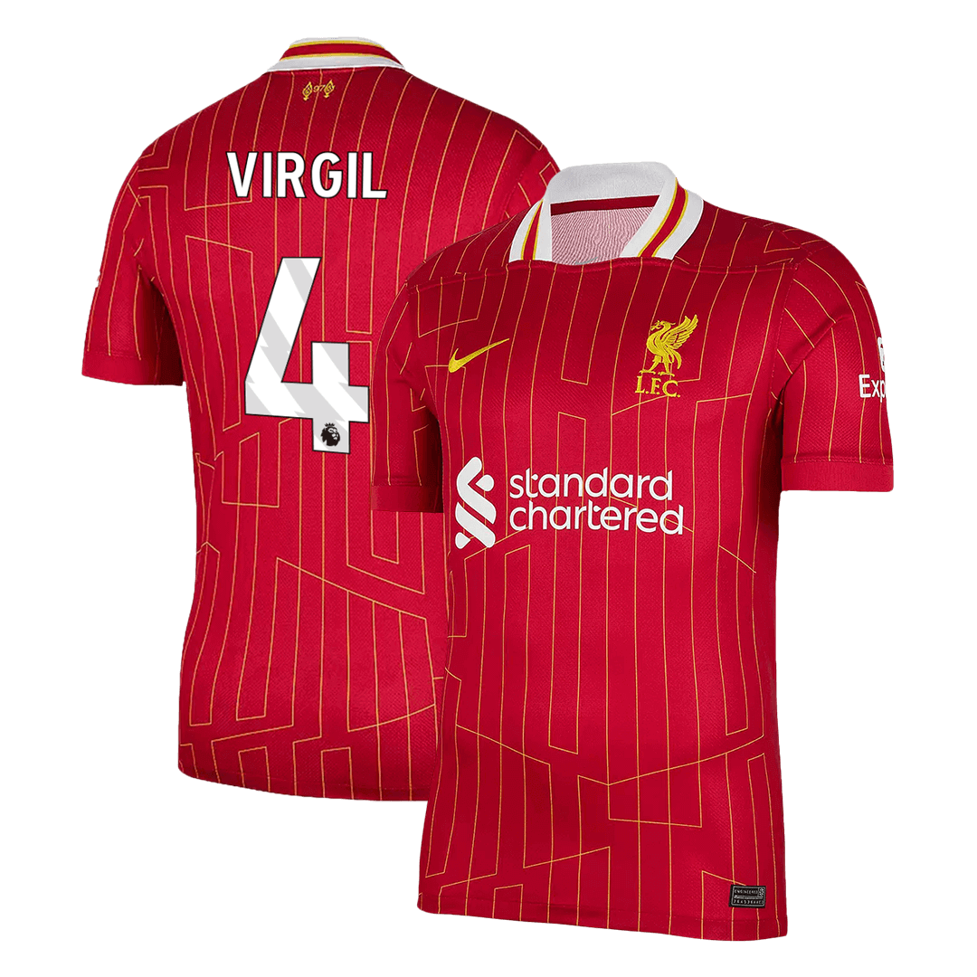 VIRGIL #4 Liverpool Soccer Jersey Home Custom Shirt - bestsoccerstore