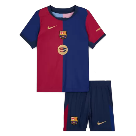 Kids Barcelona Custom Home Soccer Kits 2024/25 - Spotify Logo Without Text - bestsoccerstore