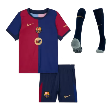 Kids Barcelona Custom Home Full Soccer Kits2024/25 Spotify Logo Without Text - bestsoccerstore