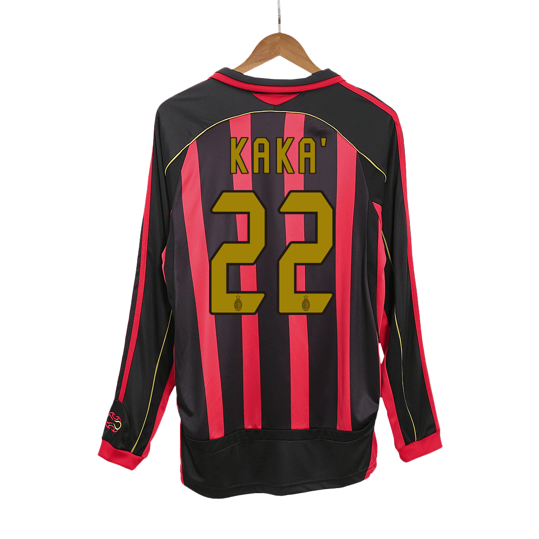 KAKA' #22 AC Milan Retro Jersey Home Long Sleeve Soccer Shirt 2006/07 - bestsoccerstore