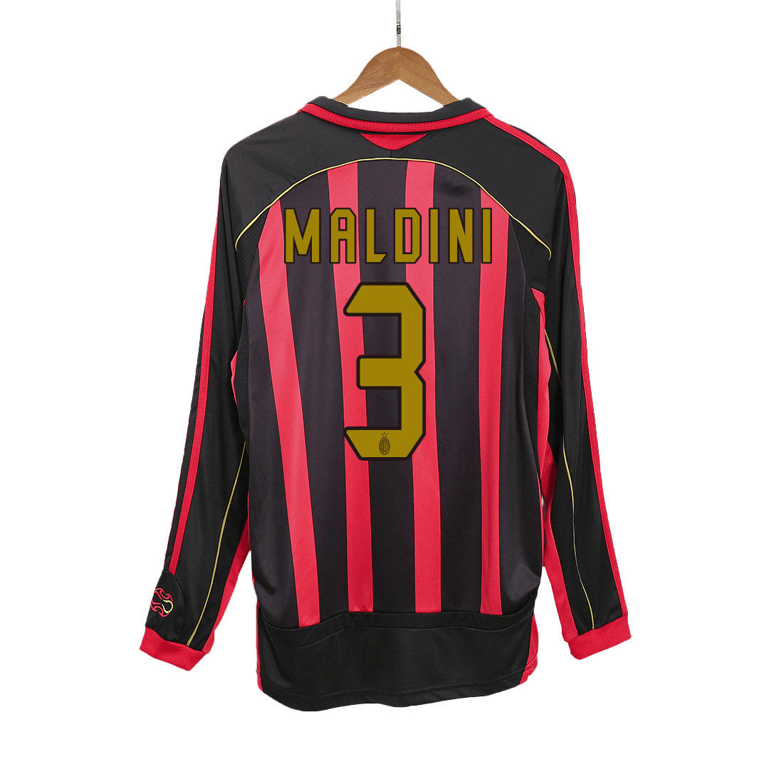 MALDINI #3 AC Milan Retro Jersey Home Long Sleeve Soccer Shirt 2006/07 - bestsoccerstore