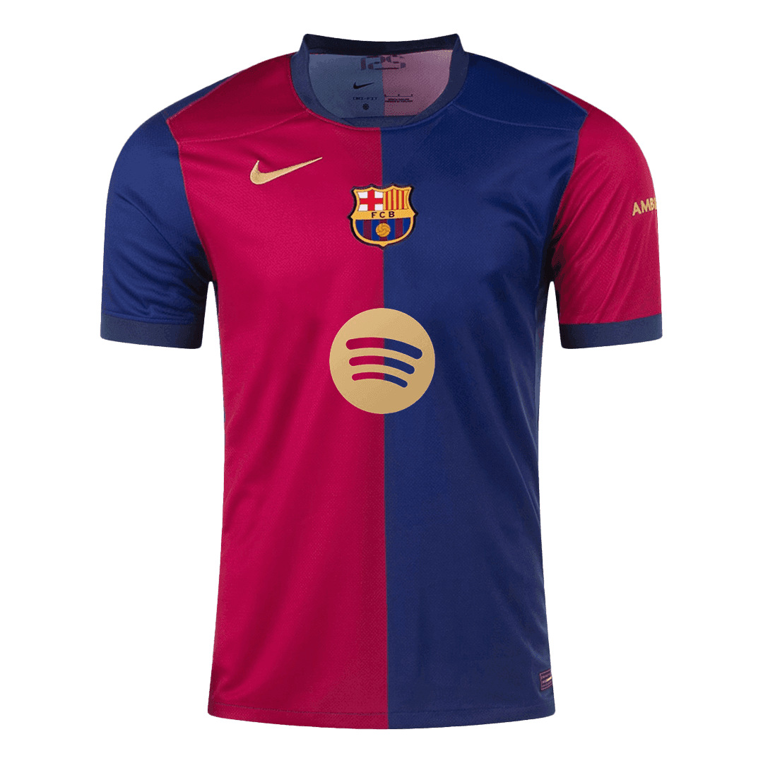 Barcelona Home Soccer Jersey - Spotify Logo Without Text - bestsoccerstore