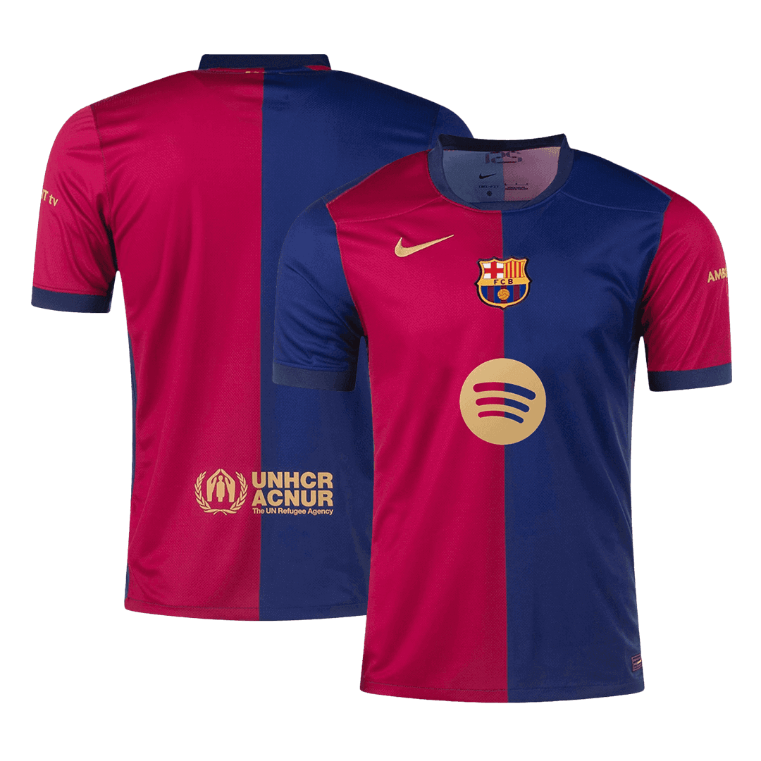 Barcelona Home Soccer Jersey - Spotify Logo Without Text - bestsoccerstore