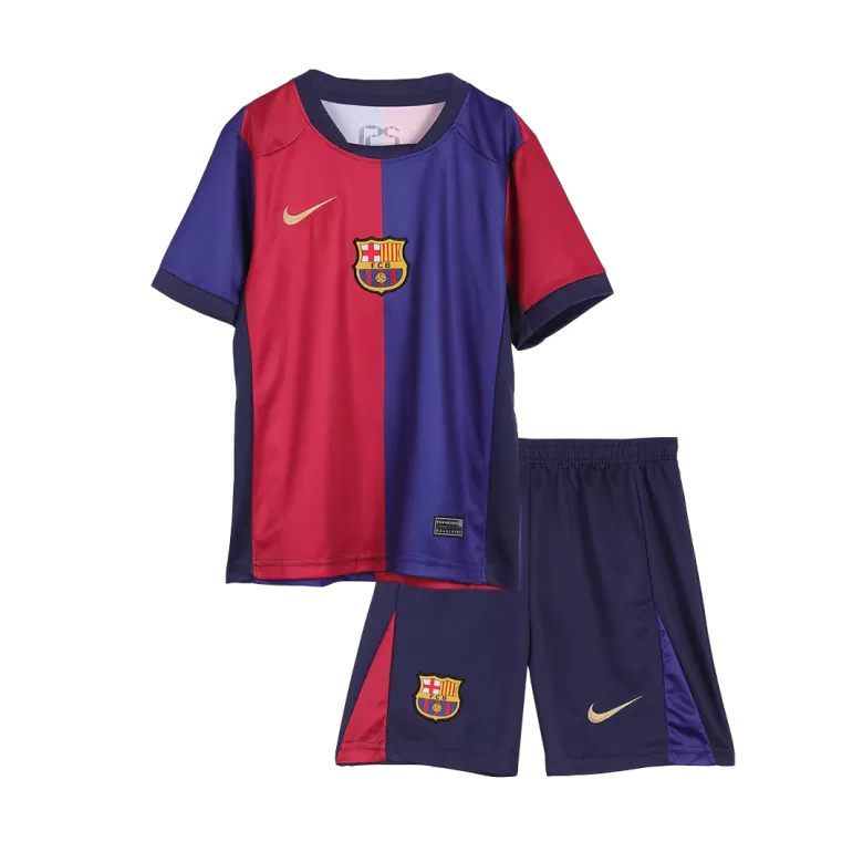 Kids Barcelona Custom Home Soccer Kits 2024/25 - Spotify Logo Without Text - bestsoccerstore