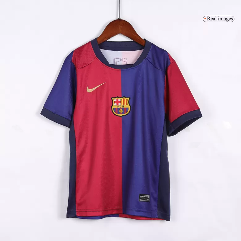 Kids Barcelona Custom Home Soccer Kits 2024/25 - Spotify Logo Without Text - bestsoccerstore