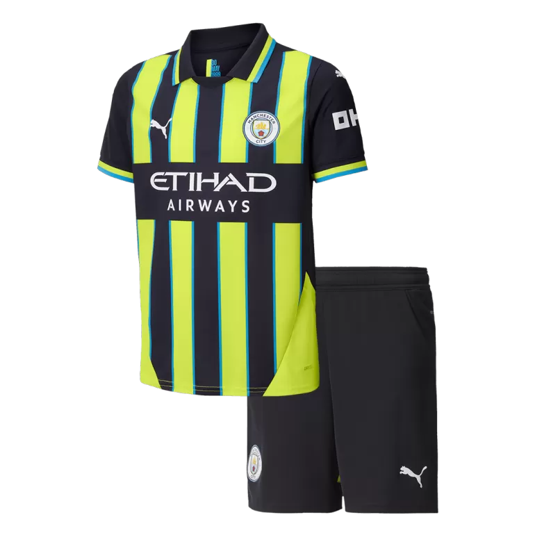 Kids Manchester City Custom Away Soccer Kits 2024/25 - bestsoccerstore