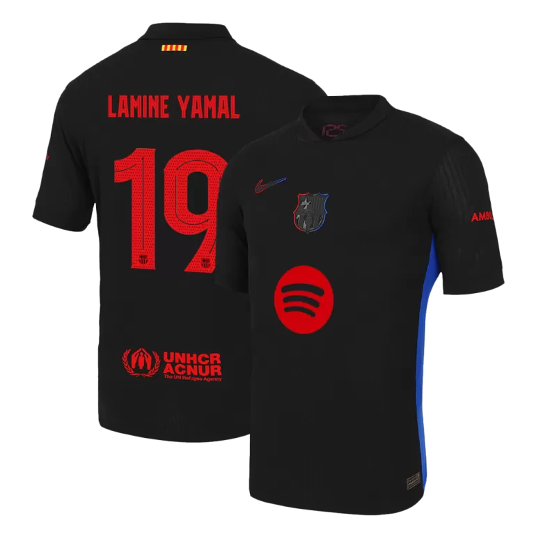 Authentic LAMINE YAMAL #19 Soccer Jersey Barcelona Away Shirt 2024/25-UCL Spotify Logo Without Text - bestsoccerstore