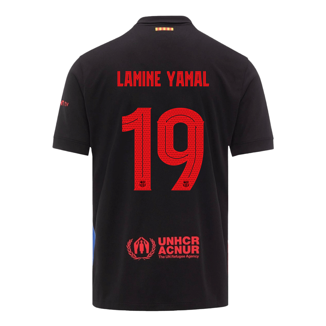 LAMINE YAMAL #19 Barcelona Away Soccer Jersey - UCL (Spotify Logo Without Text) - bestsoccerstore