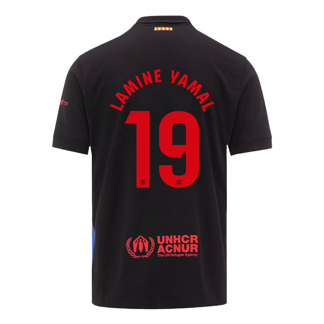 LAMINE YAMAL #19 Barcelona Away Soccer Jersey - Spotify Logo Without Text - bestsoccerstore
