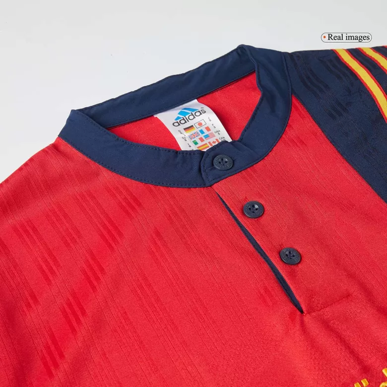 Spain Retro Jersey Home Soccer Shirt 1996 - bestsoccerstore