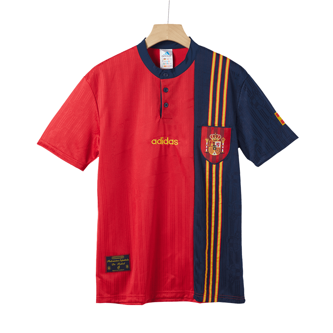 Spain Retro Jersey Home Soccer Shirt 1996 - bestsoccerstore