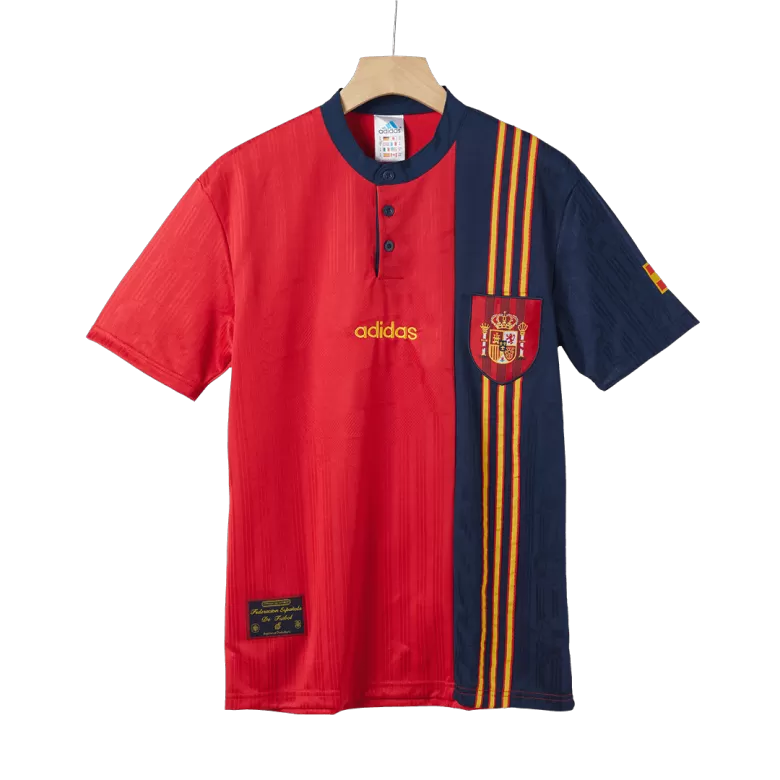 Spain Retro Jersey Home Soccer Shirt 1996 - bestsoccerstore