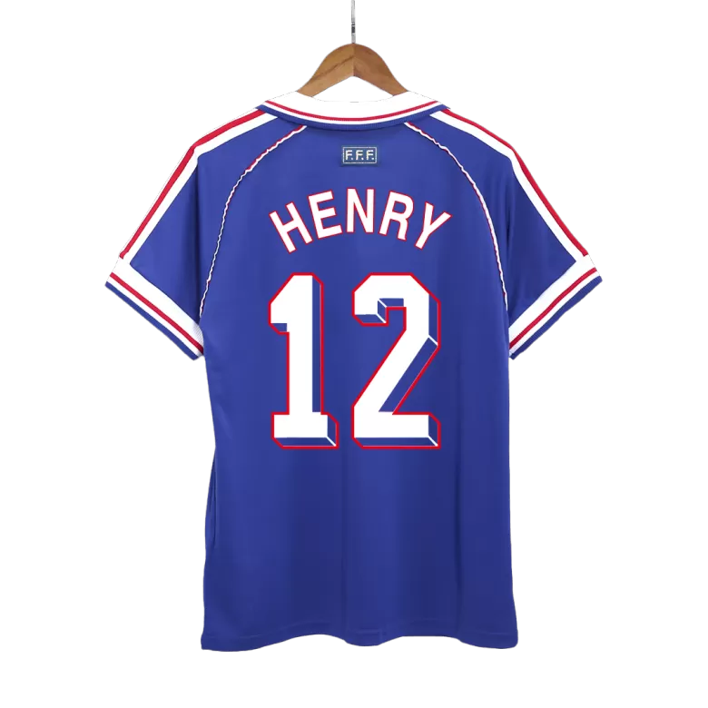 HENRY #12 France Retro Jersey Home Soccer Shirt 1998 World Cup - bestsoccerstore