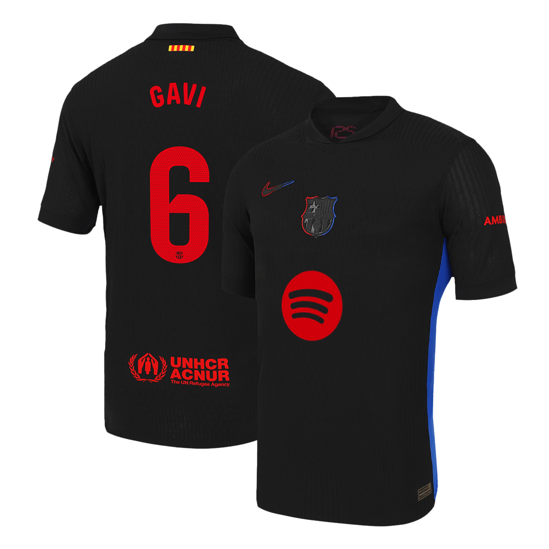 Barcelona GAVI #6 Away Custom Player Version Soccer Jersey - Spotify Logo Without Text - bestsoccerstore