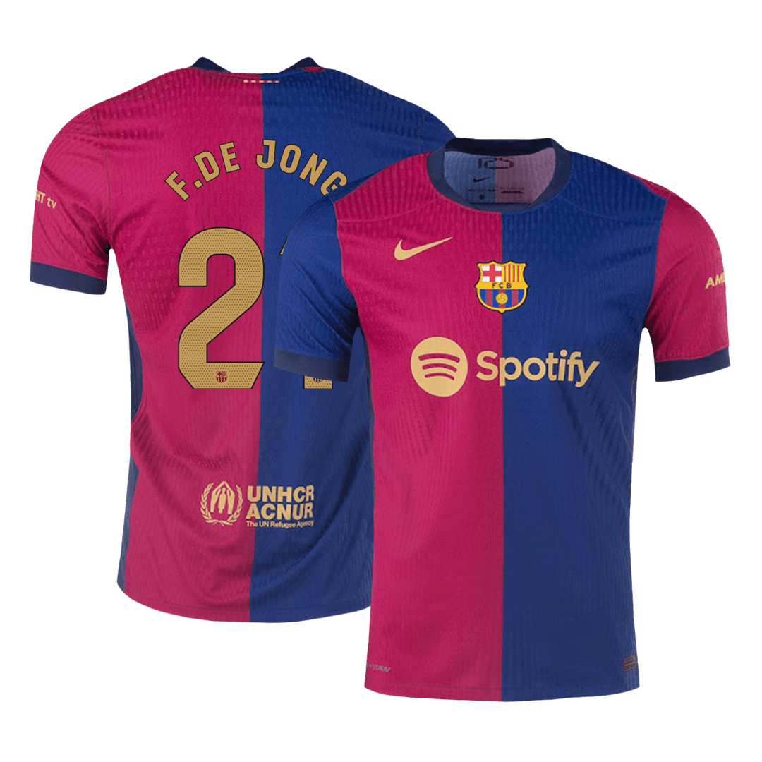 Barcelona F.DE JONG #21 Home Custom Player Version Soccer Jersey - bestsoccerstore