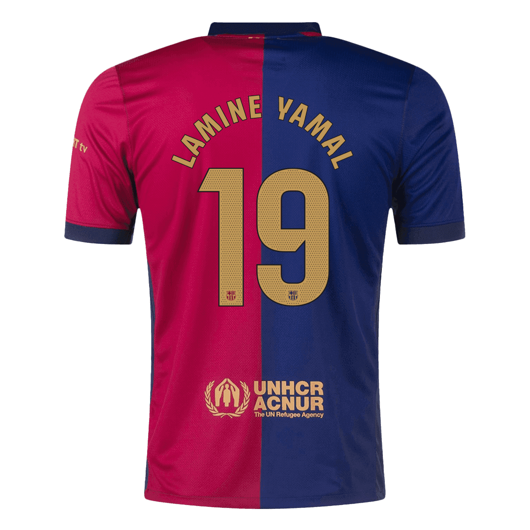 Barcelona Jersey Custom LAMINE YAMAL #19 Soccer Jersey Home Spotify Logo Without Text - bestsoccerstore