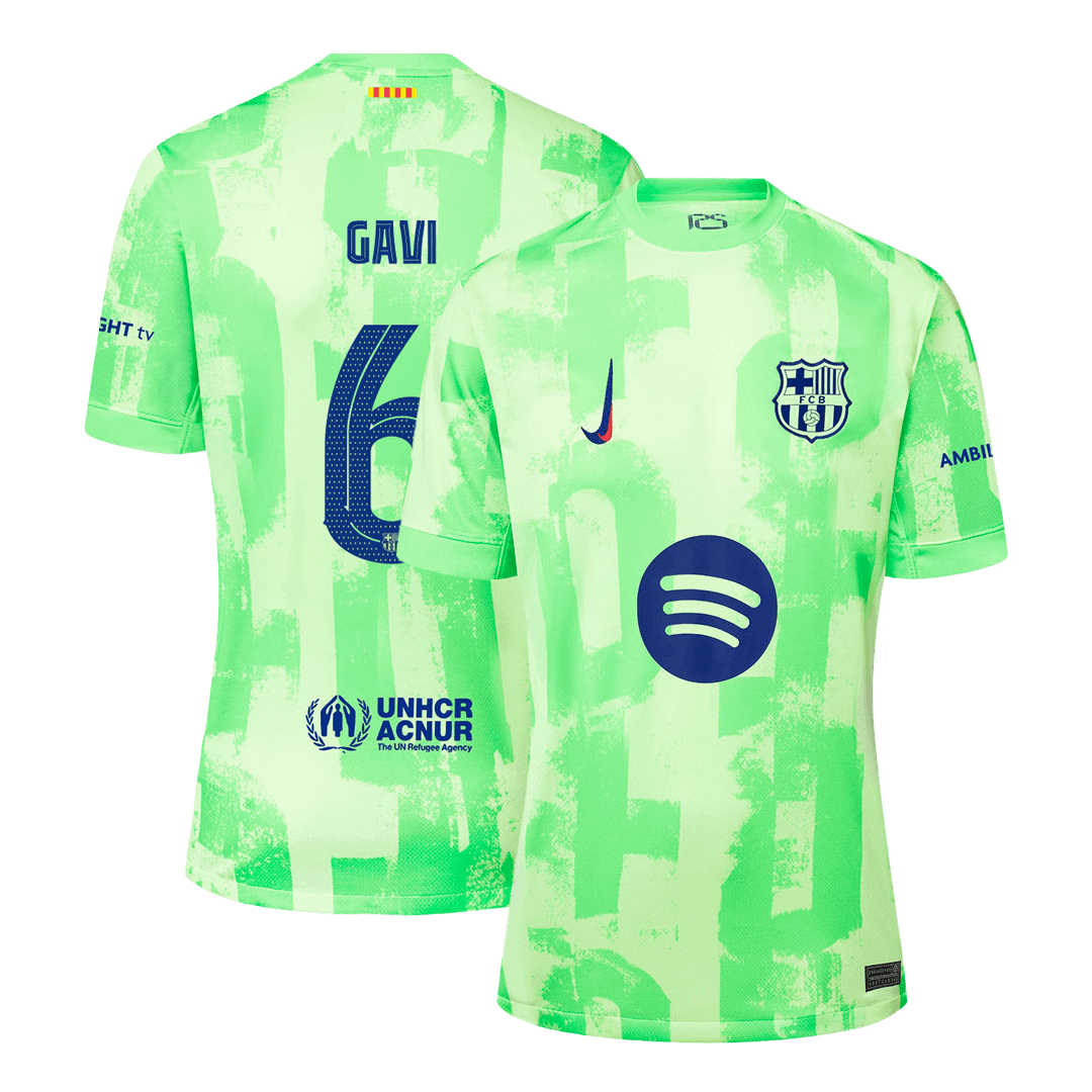 Barcelona Jersey Custom GAVI #6 Soccer Jersey Third Away - UCL Spotify Logo Without Text  - bestsoccerstore
