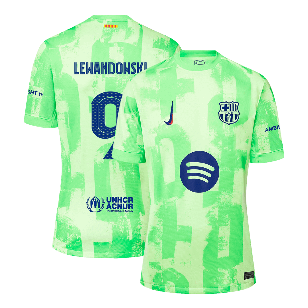 Barcelona Jersey Custom LEWANDOWSKI #9 Soccer Jersey Third Away - UCL Spotify Logo Without Text  - bestsoccerstore