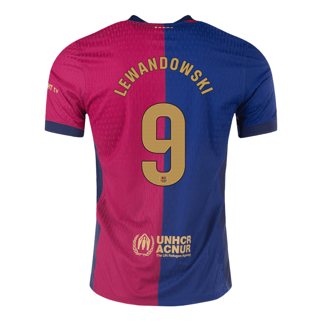 Barcelona LEWANDOWSKI #9 Home Custom Player Version Soccer Jersey - Spotify Logo Without Text - bestsoccerstore