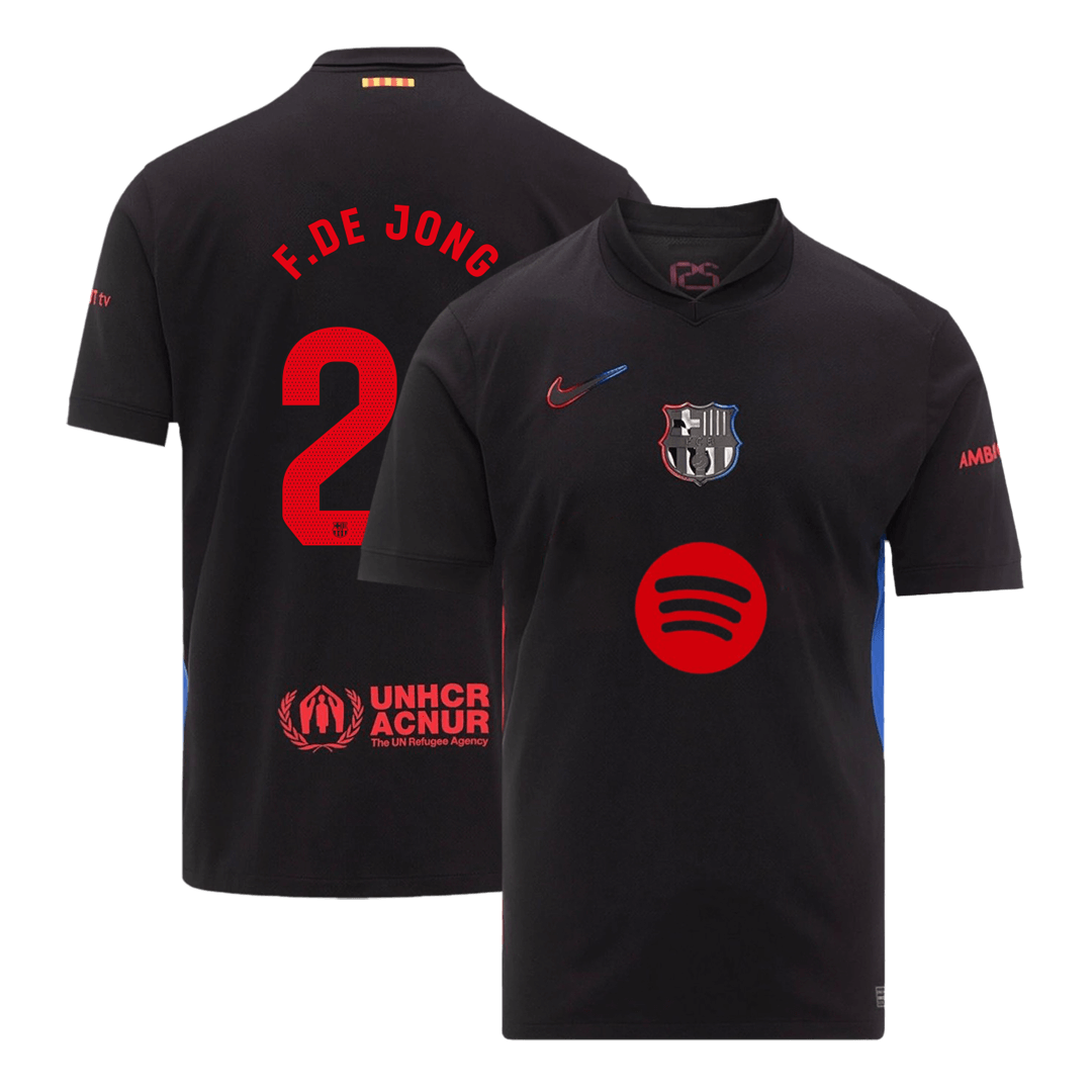 F.DE JONG #21 Barcelona Soccer Jersey Away Custom Shirt Spotify Logo Without Text - bestsoccerstore
