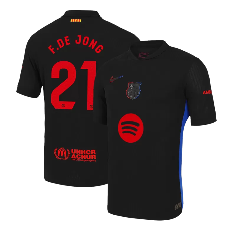 Authentic F.DE JONG #21 Soccer Jersey Barcelona Away Shirt 2024/25 Spotify Logo Without Text - bestsoccerstore