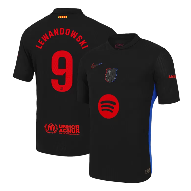 Authentic LEWANDOWSKI #9 Soccer Jersey Barcelona Away Shirt 2024/25 Spotify Logo Without Text - bestsoccerstore