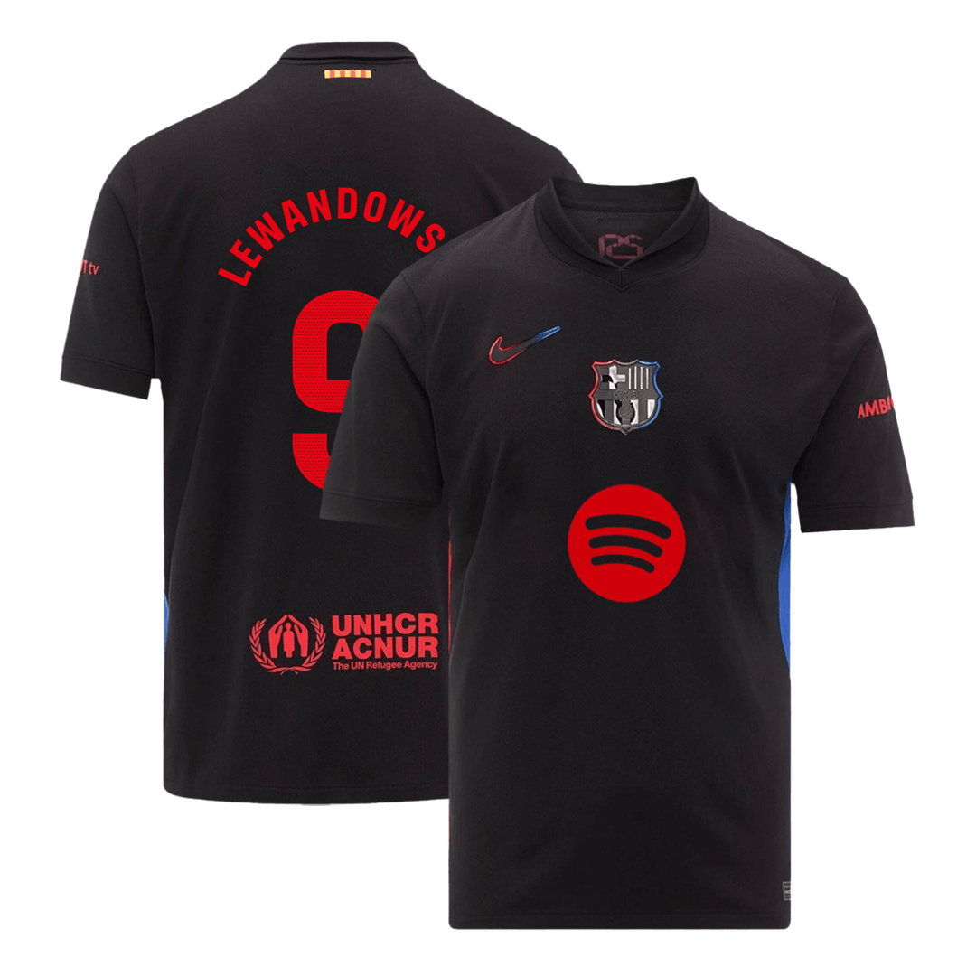 LEWANDOWSKI #9 Barcelona Soccer Jersey Away Custom Shirt Spotify Logo Without Text - bestsoccerstore