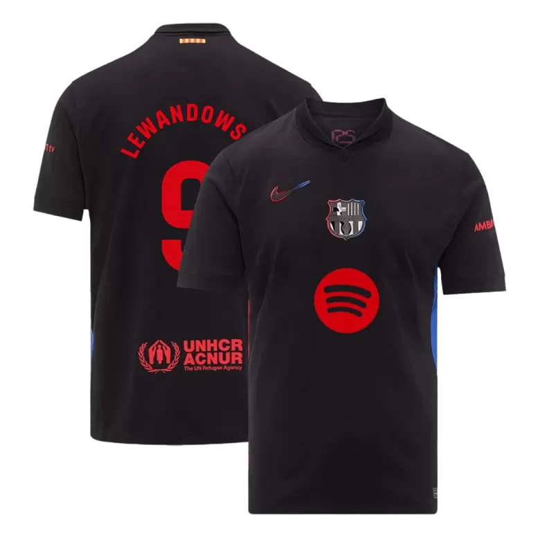 LEWANDOWSKI #9 Barcelona Soccer Jersey Away Custom Shirt 2024/25 Spotify Logo Without Text - bestsoccerstore